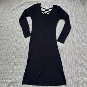 Caren Sport Black Ribbed Long Sleeve Dress Size XL